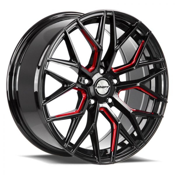 SHIFT WHEELS® - SPRING Gloss Black with Candy Red Milled Accents