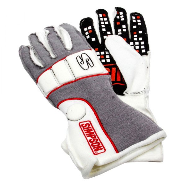 Simpson® - Vortex Series Gray with White M Racing Gloves