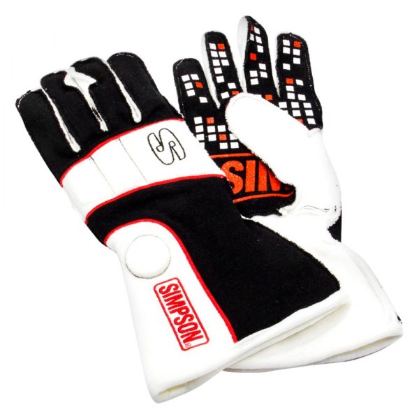 Simpson® - Vortex Series Black with White L Racing Gloves