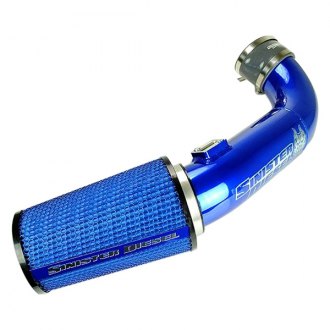 2.5" COLD/SHORT RAM BLUE AIR INTAKE TAPERED COTTON WASHABLE RUBBER FILTER+CLAMP