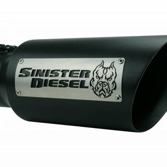 Sinister Diesel® - Diesel Series Stainless Steel Round Angle Cut Clamp-On Double-Wall Black Exhaust Tip (4" Inlet, 6" Outlet, 15" Length)