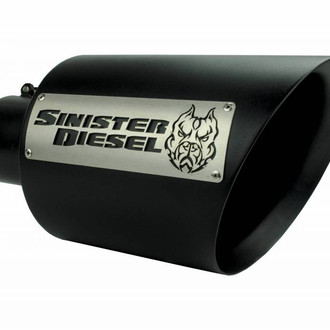 Sinister Diesel® - Diesel Series Stainless Steel Round Angle Cut Clamp-On Double-Wall Black Exhaust Tip (4" Inlet, 8" Outlet, 15" Length)