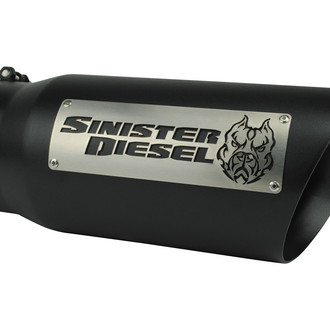 Sinister Diesel® - Diesel Series Stainless Steel Round Angle Cut Clamp-On Double-Wall Black Exhaust Tip (5" Inlet, 6" Outlet, 15" Length)