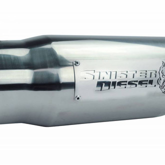 Sinister Diesel® - Diesel Series Stainless Steel Round Angle Cut Clamp-On Double-Wall Chrome Exhaust Tip (5" Inlet, 6" Outlet, 15" Length)