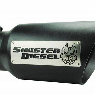 Sinister Diesel® - Diesel Series Stainless Steel Round Angle Cut Clamp-On Double-Wall Black Exhaust Tip (5" Inlet, 7" Outlet, 15" Length)