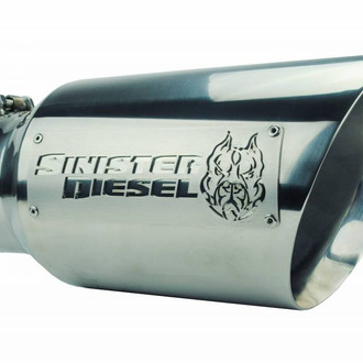 Sinister Diesel® - Diesel Series Stainless Steel Round Angle Cut Clamp-On Double-Wall Chrome Exhaust Tip (5" Inlet, 7" Outlet, 15" Length)