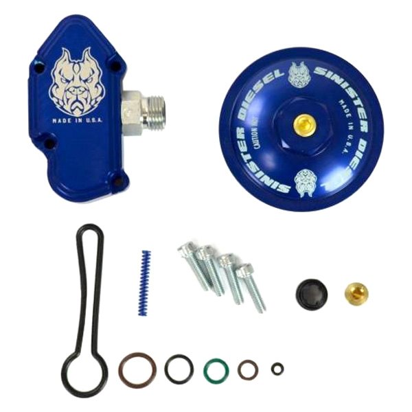 Sinister Diesel® - Blue Spring Kit Fuel Filter Cap with Billet Spring Housing