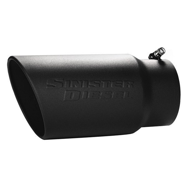 Sinister Diesel® - Diesel Series 304 SS Round Angle Cut Black Ceramic Coated Exhaust Tip