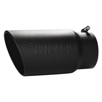 Sinister Diesel® - Diesel Series 304 SS Round Angle Cut Clamp-On Black Ceramic Coated Exhaust Tip (5" Inlet, 6" Outlet, 12" Length)