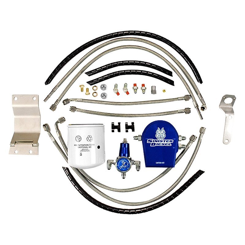 Sinister Diesel® SDFUELREG7.3 Fuel Regulator and Return Hose Kit with Integrated Fuel Filter