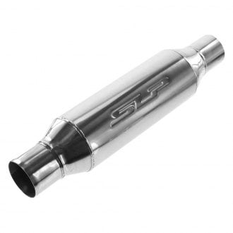 SLP® - Loud Mouth™ Stainless Steel Round Bullet-Type Silver Exhaust Resonator (2.5" Center ID, 2.5" Center OD, 14" Length)