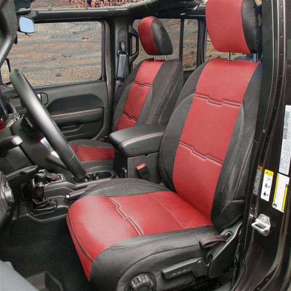  Smittybilt® - Neoprene 1st & 2nd Row Red with Black Sides Seat Covers