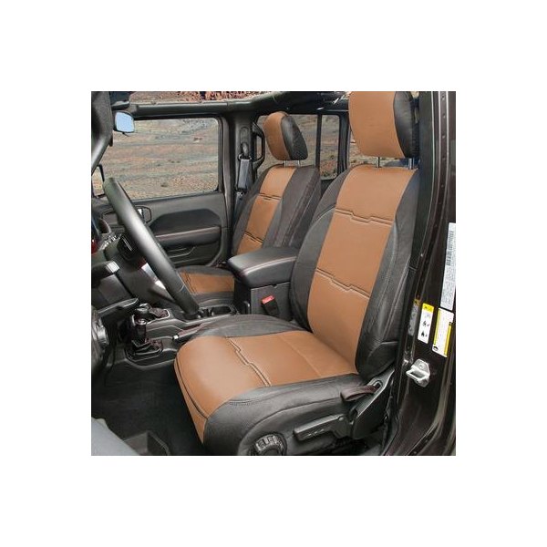  Smittybilt® - Neoprene 1st & 2nd Row Tan with Black Sides Seat Covers