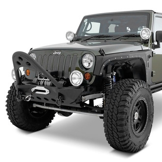 Smittybilt® - SRC Stubby Textured Black Front Winch HD Bumper with Stinger