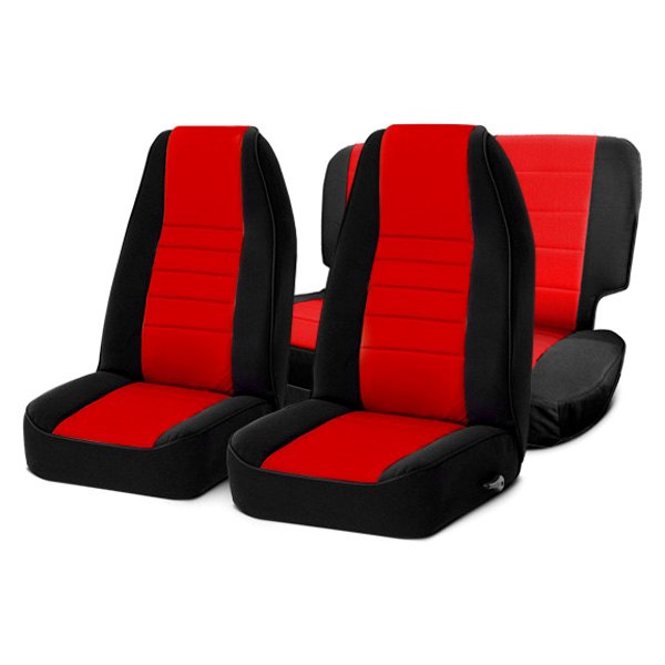  Smittybilt® - Neoprene 1st & 2nd Row Red with Black Sides Seat Covers