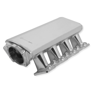 Sniper® - Low-Profile Sheet Metal Silver Anodized EFI Fabricated Intake Manifold and Fuel Rail Kit with Sniper EFI logo