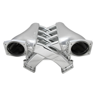 Sniper® - EFI Silver Fabricated Dual Plane Intake Manifold and Fuel Rail Kit