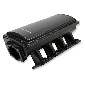 Sniper® - Race Series Hi-Rise Black Anodized EFI Fabricated Intake Manifold with Removable Top & Fuel Rail Kit