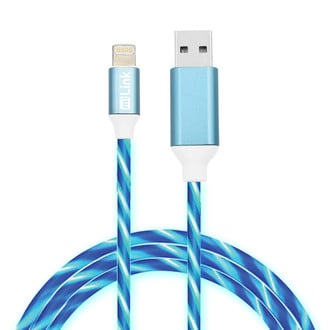 Sondpex® - 1-Pack 2M/6.6FT Glowing Light Streamer 8-pin to USB-A Charging & Data Cable