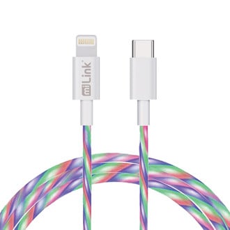 Sondpex® - 1-Pack 2M/6.6FT Glowing Light Streamer Type-C to 8-pin Charging & Data Cable