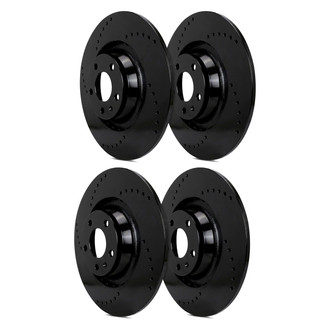 SP Performance® - Cross Drilled 1-Piece Front and Rear Brake Rotor Set