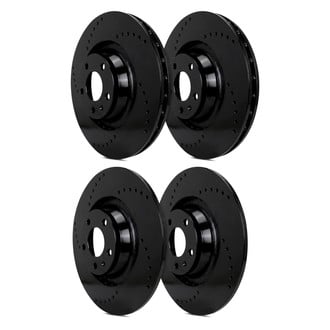 SP Performance® - Cross Drilled 1-Piece Front and Rear Brake Rotor Set
