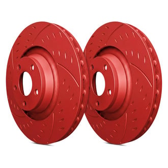 SP Performance® - Diamond Slot™ Dimpled and Slotted 1-Piece Front Brake Rotors