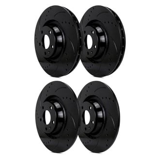 SP Performance® - Drilled and Slotted 1-Piece Front and Rear Brake Rotor Set