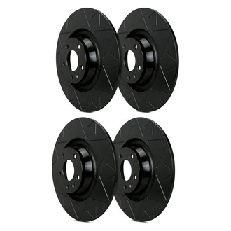 SP Performance® - Peak Slotted 1-Piece Front and Rear Brake Rotor Set