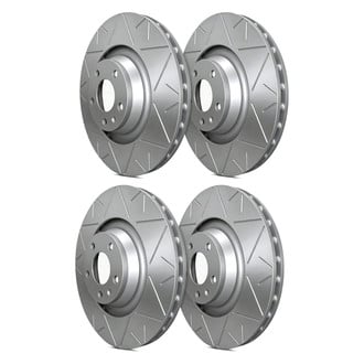 SP Performance® - Peak Slotted 1-Piece Front and Rear Brake Rotor Set