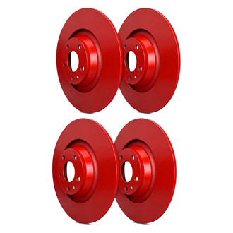 SP Performance® - Premium Plain 1-Piece Front and Rear Brake Rotor Set