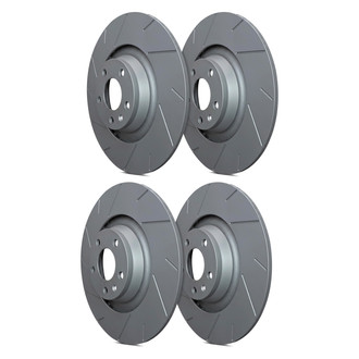 SP Performance® - Slotted 1-Piece Front and Rear Brake Rotor Set