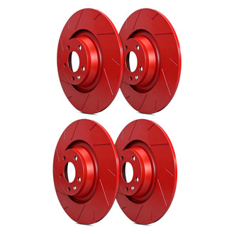 SP Performance® - Slotted 1-Piece Front and Rear Brake Rotor Set
