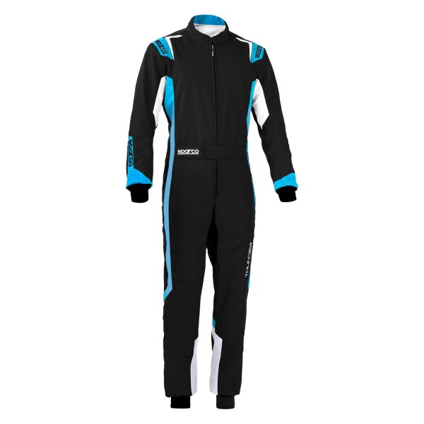 Sparco® - Thunder Kid Series Black/Light Blue 150 Kart Kid Racing Suit