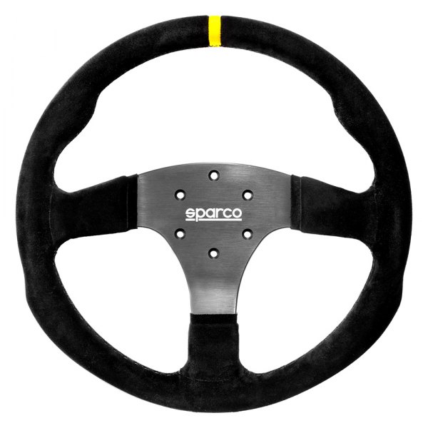 Sparco® - 3-Spoke R330 Steering Wheel with Yellow Leather Center Stripe