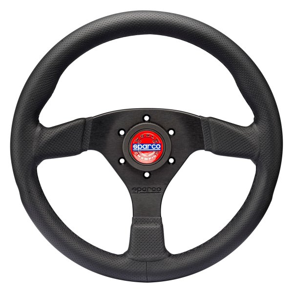 Sparco® - 3-Spoke Strada Champion Series Two-Tone Steering Wheel with Black/Red Grip