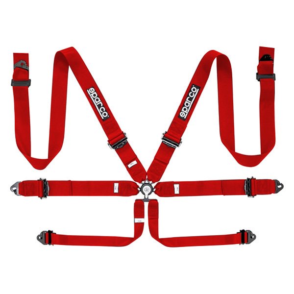 Sparco® - 6-Point 3" Competition Harness Set, Aluminum Cam-Lock, Red