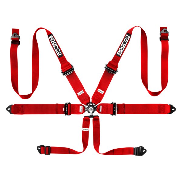 Sparco® - 6-Point Pull-Down FIA Harness Set, Red