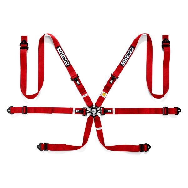 Sparco® - 6-Point Pull Down 2 Pin FIA Harness Set, Red