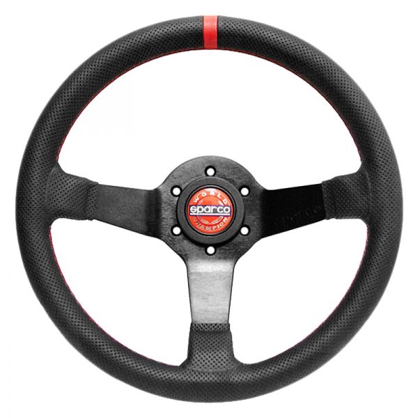 Sparco® - 3-Spoke Champion Limited Edition Series Street Racing Black Leather Steering Wheel