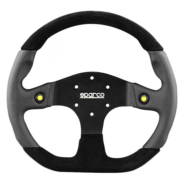 Sparco® - Mugello Series Street Racing Steering Wheel, Black/Gray Leather, Flat