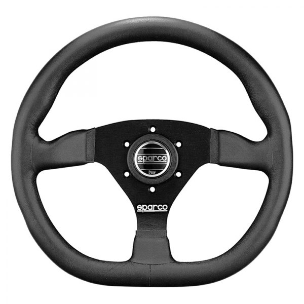 Sparco® - 3-Spoke L360 Series Street Racing D-Shape Black Leather Steering Wheel
