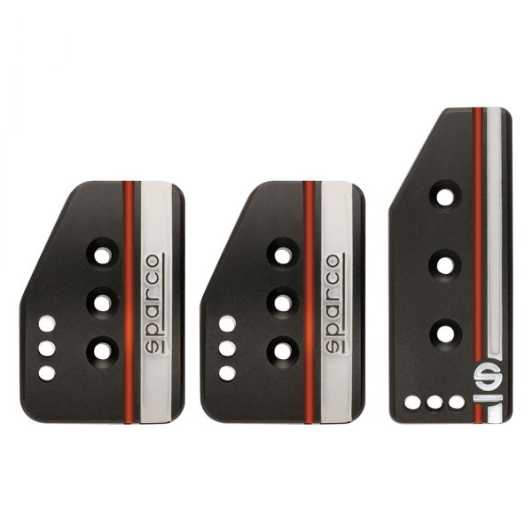 Sparco® - Settanta Series Aluminum Black Manual Pedal Pad Set
