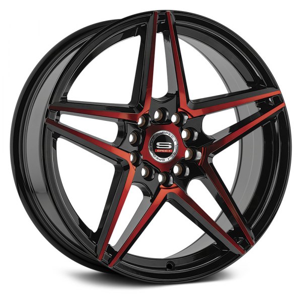 SPEC-1® SP-54 Wheels - Gloss Black with Red Milled Face Rims