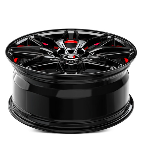 SPEC-1® SP-60 Wheels - Gloss Black with Red Undercut Rims