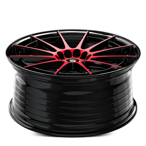 SPEC-1® SP-64 Wheels - Gloss Black with Red Machined Face Rims