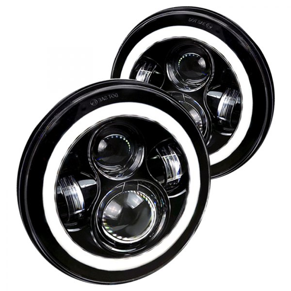 Spec-D® - 7" Round Black Halo Projector LED Headlights