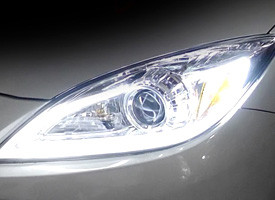 Chrome Projector Headlight with LED U-bar