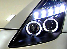Black Dual Halo Projector Headlight with LEDs