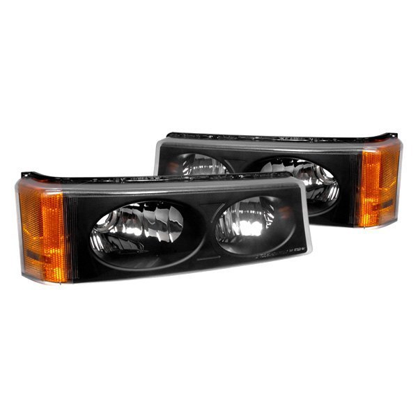 Spec-D® - Black Crystal Turn Signal/Parking Lights, Chevy Silverado